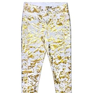 Lilly Pulitzer Luxletic UPF 50+ Leggings • Metallic Gold & White • NWT